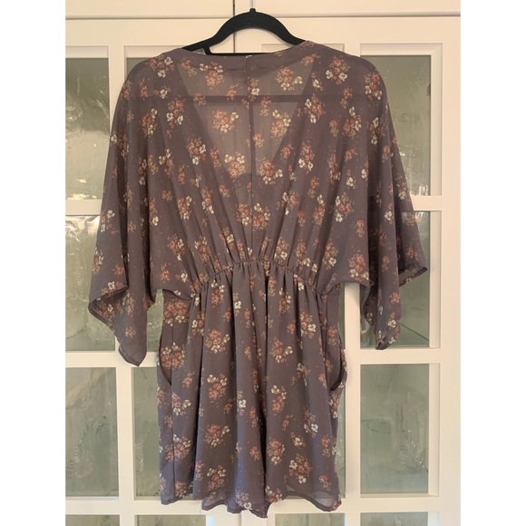 Lace-Up Romper. Fits M/L. Light purple with flower pattern. Never worn. - Picture 2 of 2